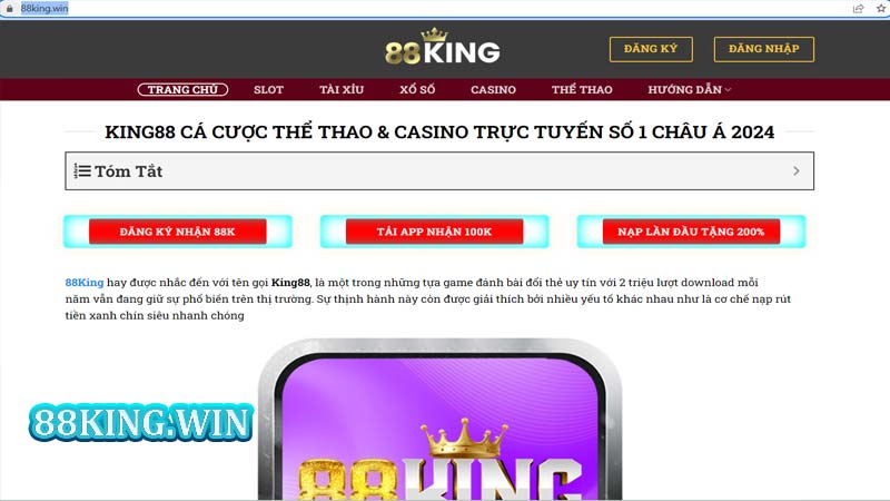 Hướng Dẫn Đăng Ký 88King - Link Vào Nhà Cái Kinh88 Lưu ý người chơi nhớ truy cập vào đúng link của nhà cái nhé
